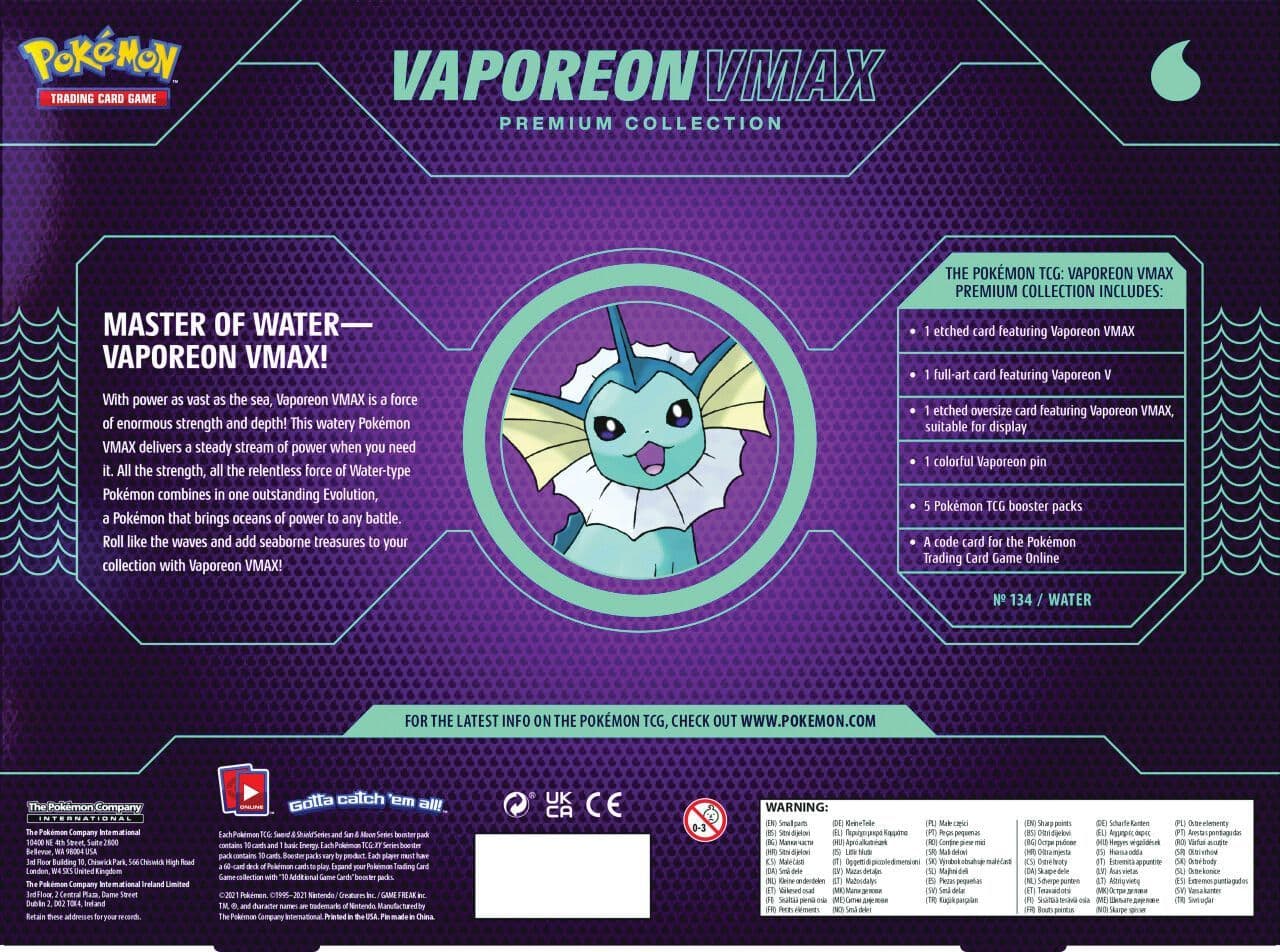 Pokemon Vaporeon VMAX Premium Collection Box