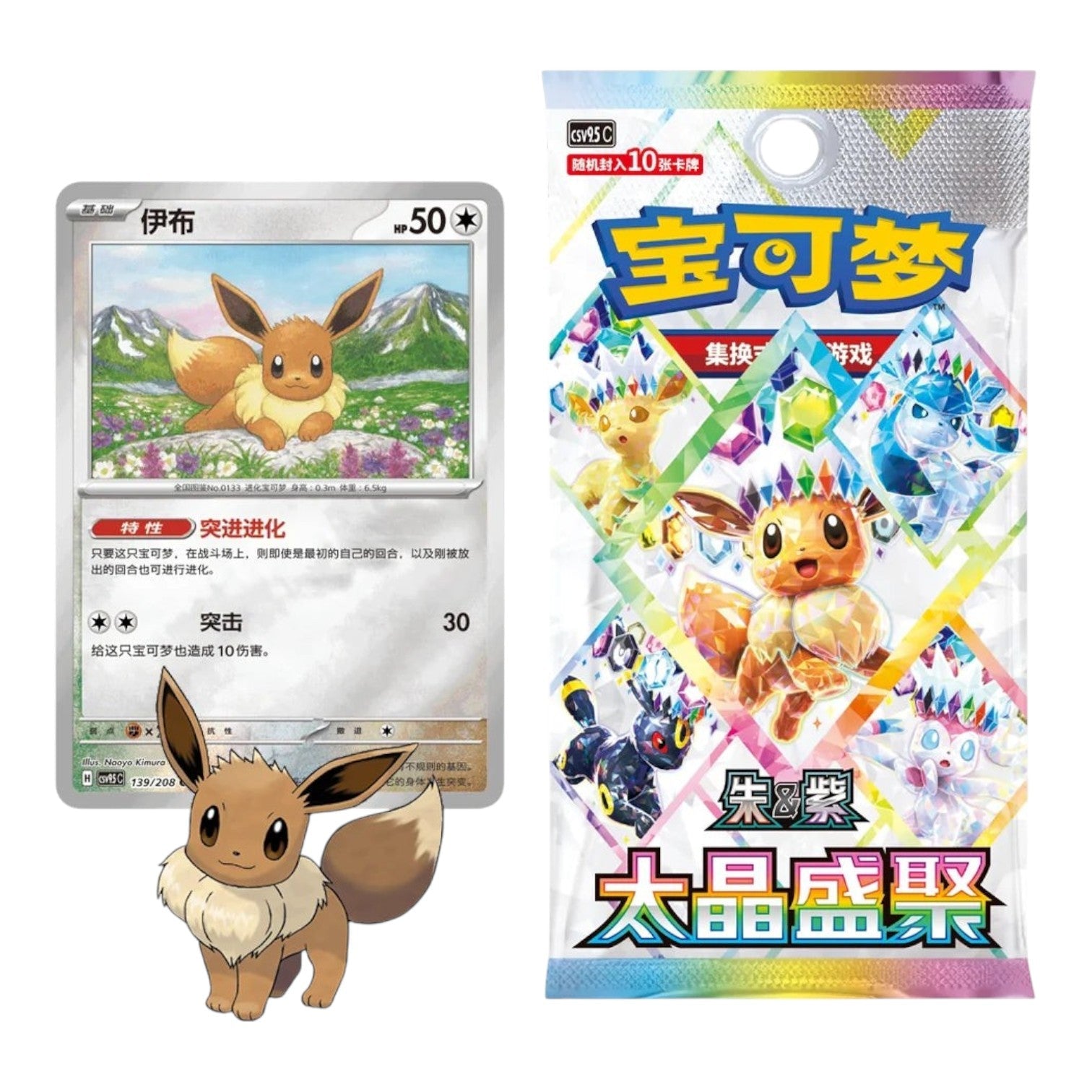 RichRevived Pokémon TCG Terastal Grand Gathering Eevee coin set with booster pack and Eevee trading card