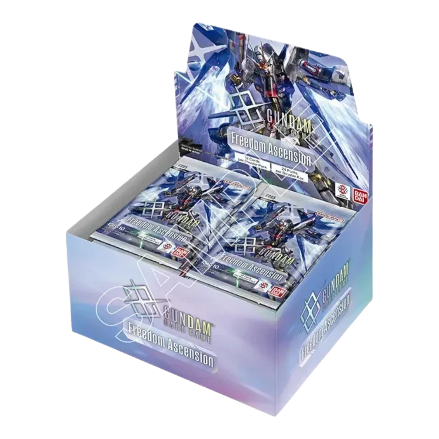 RichRevived Gundam Card Game Freedom Ascension booster box containing 24 packs with Strike Freedom Gundam artwork