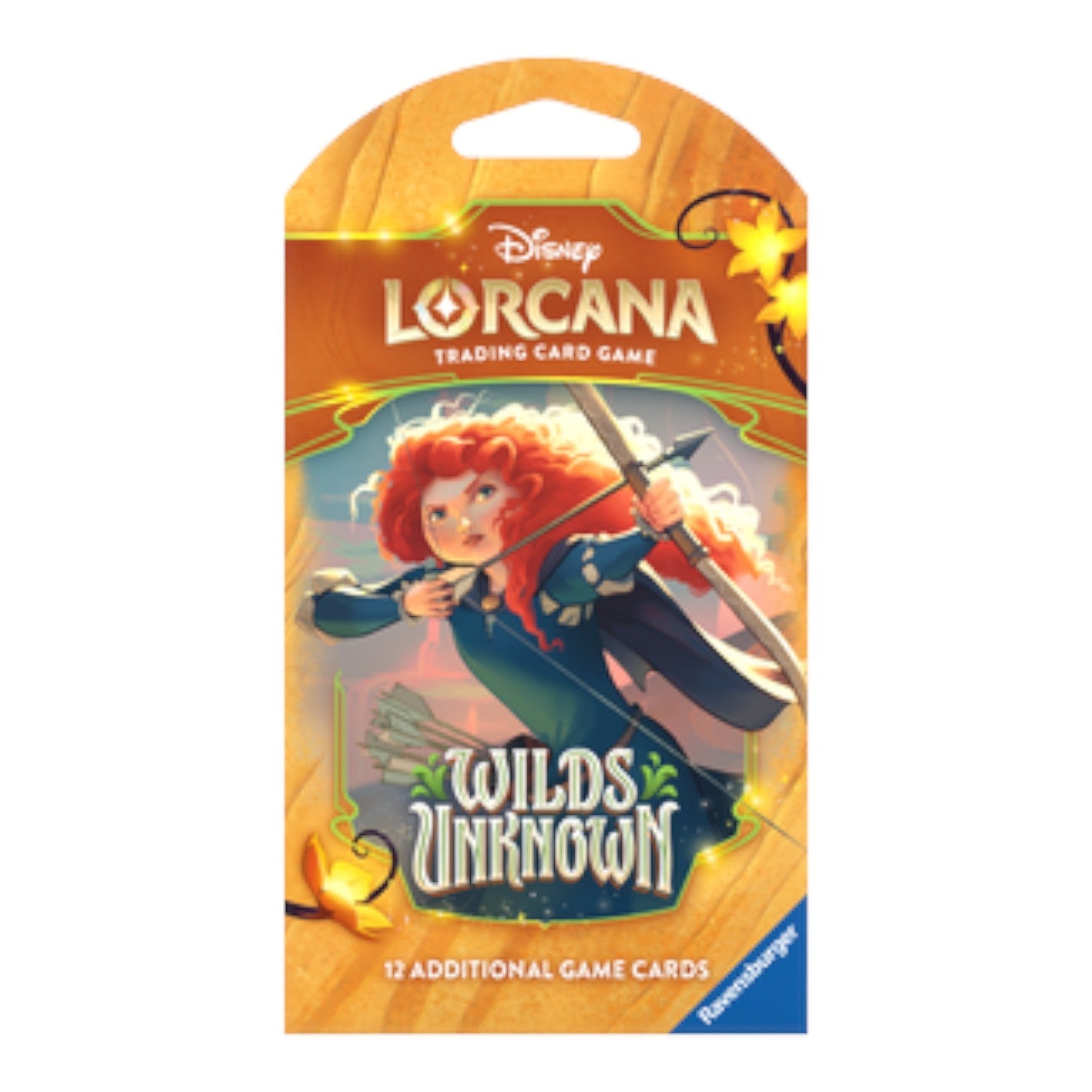 RichRevived Disney Lorcana Wilds Unknown booster pack featuring Merida artwork on a sealed trading card pack