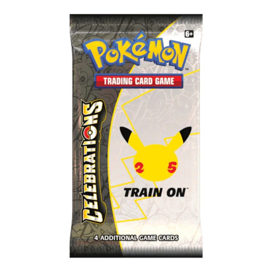 RichRevived Pokémon TCG Celebrations 25th Anniversary booster pack featuring a gold Pikachu silhouette design