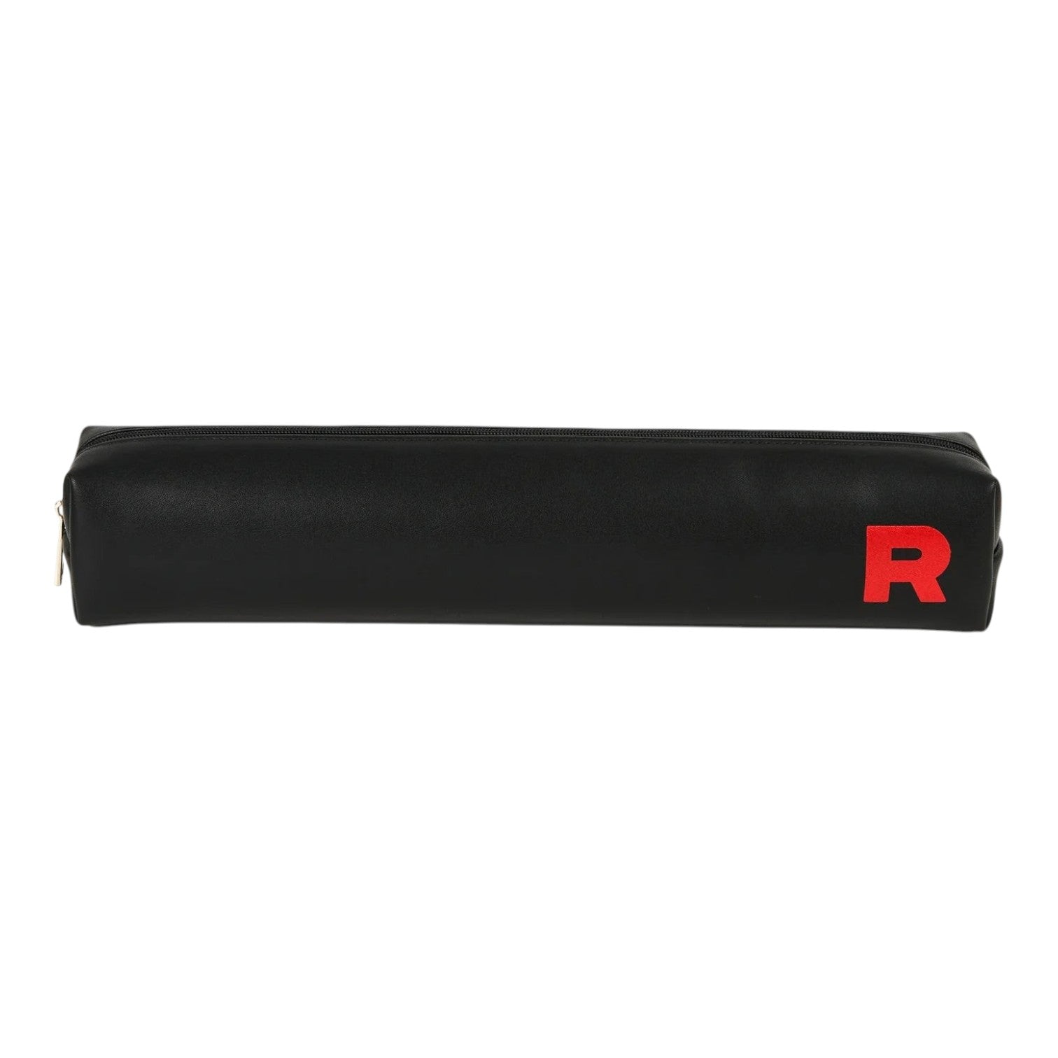 RichRevived black faux-leather Team Rocket pencil case with a red R logo from the Chasing Glory Together gift box