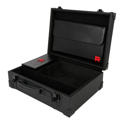 RichRevived Team Rocket black faux-leather briefcase gift box with red R logo for Pokémon TCG collector accessories