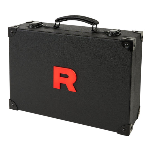 RichRevived Team Rocket's Grand Scheme black faux-leather briefcase with a red R logo for Pokémon TCG collectors