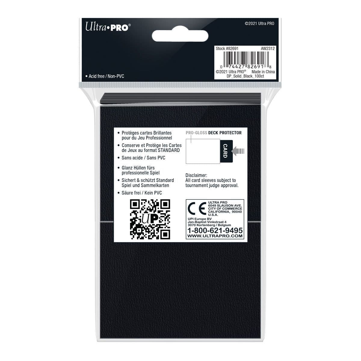 Ultra PRO Pro-Gloss Standard Deck Protectors Black (100)